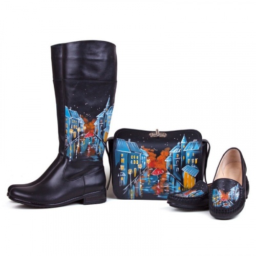 Женские мокасины с рисунком "Осенний дождь" - кожаные и замшевые мокасины ручной работы с рисунком на заказ | Sumnizza фото 3