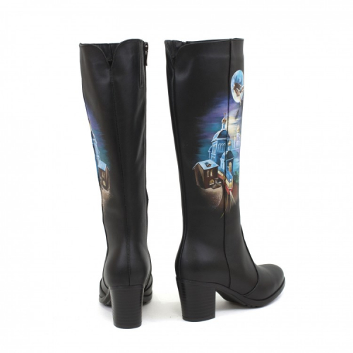 Комплект кожаные сапоги и сумка "Мастер и Маргарита" - кожаный женский набор рюкзак и ботинки ручной работы с рисунком |  Sumnizza фото 8