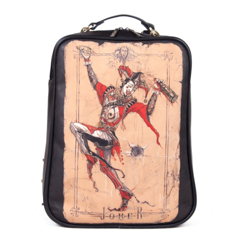 Стильная сумка рюкзак с росписью "Joker" ручной работы с рисунком и вышивкой на заказ
 фото 2