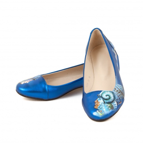 Комплект балетки и круглая сумка "Подводный мир" - кожаный женский набор рюкзак и ботинки ручной работы с рисунком |  Sumnizza фото 2