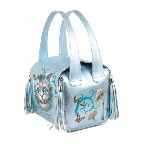 Молодежная квадратная сумка "Весёлый Чешир" ручной работы с рисунком и вышивкой на заказ
 фото 4