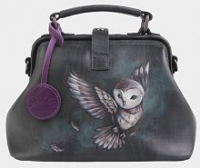 Сумка-саквояж через плечо с рисунком "Совенок" ручной работы с рисунком и вышивкой на заказ
