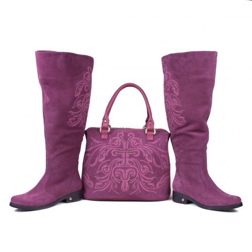 Женские замшевые ботфорты "Бусинки" - кожаные и замшевые женские сапоги ручной работы с рисунком на заказ | Sumnizza фото 8