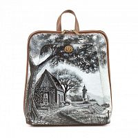 Красивый женский рюкзак с рисунком "Дом у озера" ручной работы с рисунком на заказ | Купить в Sumnizza