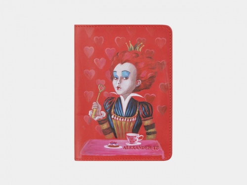 Обложка для паспорта премиум "Красная королева" - кожаный женский кошелек-портмоне ручной работы с рисунком на заказ |  Sumnizza