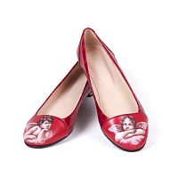 Балетки-лодочки "Ангелочки" — женские кожаные балетки ручной работы с рисунком и вышивкой
