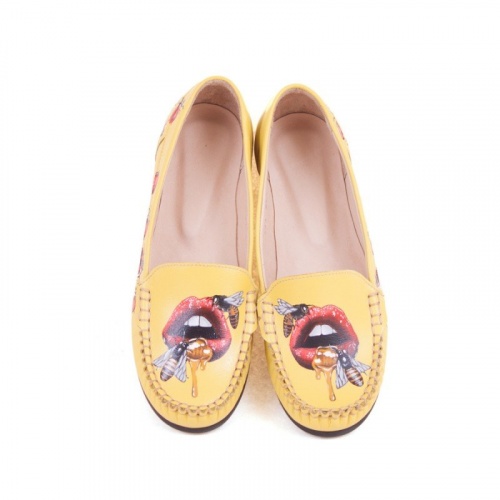 Яркие мокасины с рисунком "Мед по губам" - кожаные и замшевые мокасины ручной работы с рисунком на заказ | Sumnizza фото 7