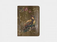 Обложка для паспорта премиум  "Райская птица" — женский кожаный кошелек-портмоне ручной работы с рисунком на заказ