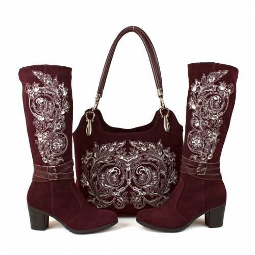 Замшевые сапоги с вышивкой "Восточный огурец" - кожаные и замшевые женские сапоги ручной работы с рисунком на заказ | Sumnizza фото 4