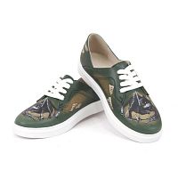 Кожаные кеды ручной работы "Кот Бегемот" - оригинальные женские кожаные и замшевые кеды и слипоны ручной работы с принтом, рисунком