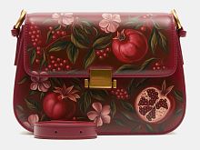 Кросс боди с авторской росписью по коже "Гранат" — кросс боди с росписью и вышивкой на заказ