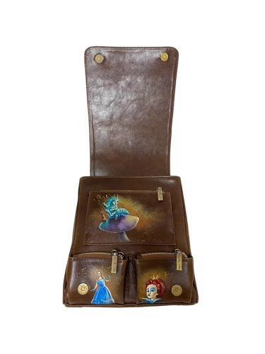 Рюкзак сумка с рисунком ручной работы «Чеширский кот» - кожаный рюкзак ручной работы с оригинальным рисунком на заказ |  Sumnizza фото 7