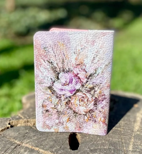 Кожаная обложка для паспорта ручной работы с фото принтом «Пыльная роза» - кожаный женский кошелек-портмоне ручной работы с рисунком на заказ |  Sumnizza фото 3