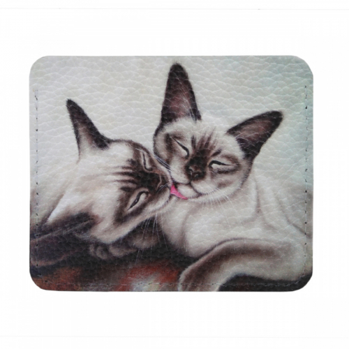 Кожаный кард-холдер для карт с фотопринтом "Кошачьи ласки" - кожаный женский конверт для карт, холдер ручной работы с рисунком |  Sumnizza