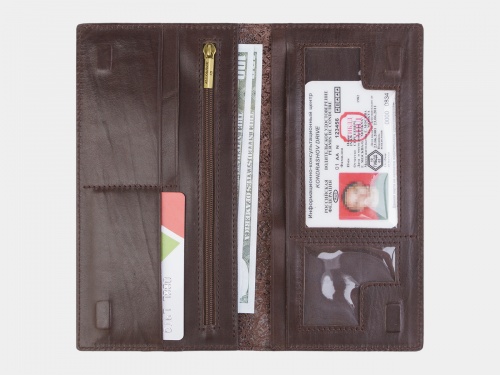 Кожаное портмоне коричневое из натуральной кожи с росписью "Алиса" - ручная работа - кожаный женский кошелек-портмоне ручной работы с рисунком на заказ |  Sumnizza фото 3