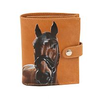 Мужской кожаный бумажник для купюр, карт, с обложкой для прав - рисунок на заказ "Лошадка" | Ручная работа - купить в интернет-магазине