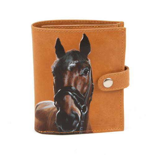 Мужской бумажник для купюр, карт с обложкой для прав "Лошадка" - рисунок ручной работы на заказ - кожаный женский кошелек-портмоне ручной работы с рисунком на заказ |  Sumnizza
