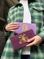 Именной кошелек портмоне замшевый с вышивкой инициалов на заказ | Ручная работа - купить в интернет-магазине