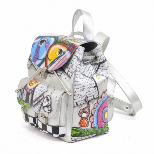 Комплект балетки и маленький рюкзак "Этно рыбы" - кожаный женский набор рюкзак и ботинки ручной работы с рисунком |  Sumnizza фото 4