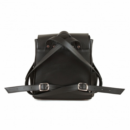 Черный женский рюкзак с карманами и рисунком "Добродушные еноты" - кожаный рюкзак ручной работы с оригинальным рисунком на заказ |  Sumnizza фото 4