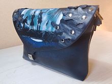 Женская сумка клатч через плечо с рисунком ручной работы на заказ "Полнолуние" — сумка ручной работы с рисунком на заказ
