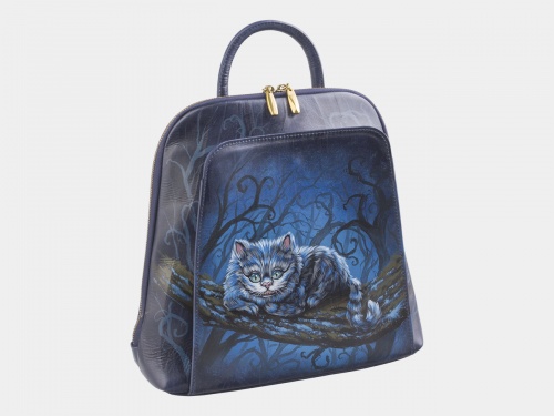 Женский рюкзак с рисунком "Чешир на отдыхе" ручной работы с рисунком на заказ | Sumnizza фото 2