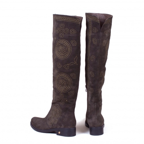 Женские  высокие сапоги из замши "Мотивы инков" - кожаные и замшевые женские сапоги ручной работы с рисунком на заказ | Sumnizza фото 7