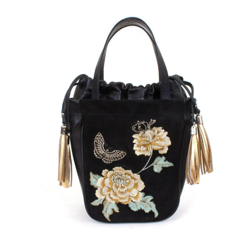 Женская сумка-ведро ручной работы с вышивкой «Цветы» на заказ на заказ | Sumnizza фото 5