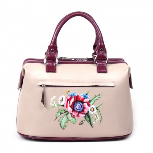 Кожаный комплект: сумка и кошелек с рисунком "Букет в вазе" фото фото 4