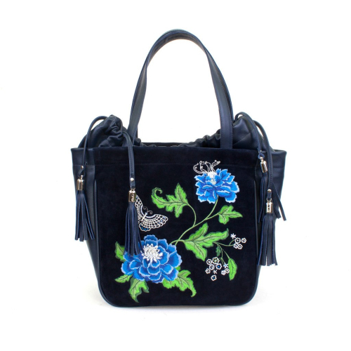 Женская сумка-ведро ручной работы с вышивкой «Цветы» на заказ на заказ | Sumnizza фото 2