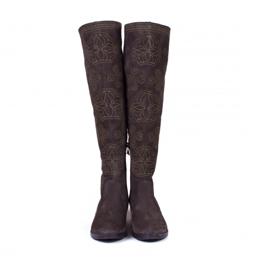 Женские  высокие сапоги из замши "Мотивы инков" - кожаные и замшевые женские сапоги ручной работы с рисунком на заказ | Sumnizza фото 2