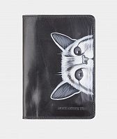 Подарочная обложка для паспорта "Любопытство" — женский кожаный кошелек-портмоне ручной работы с рисунком на заказ