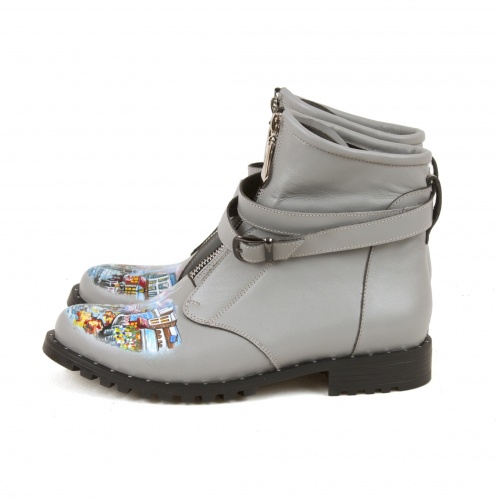 Женские ботинки с ремешками "Париж" - кожаные женские ботильоны и балетки ручной работы с рисунком на заказ | Sumnizza фото 6