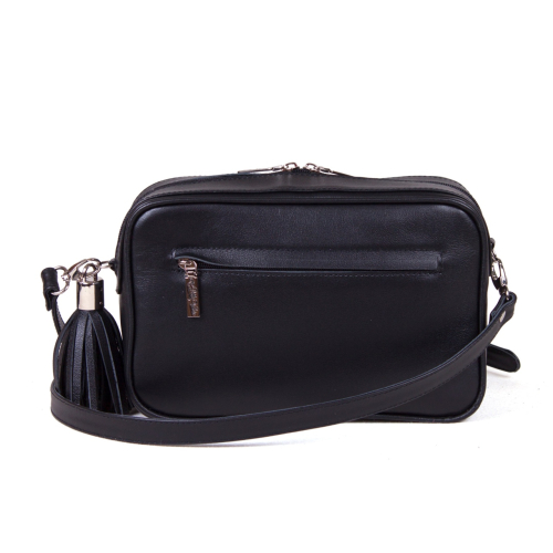 Сумка черная женская с рисунком ручной работы на заказ "Глазки" — кросс боди с принтом на заказ фото 2