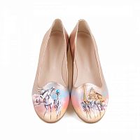 Балетки с принтом "Дали" — женские кожаные балетки ручной работы с рисунком и вышивкой