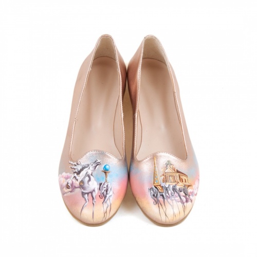 Балетки с принтом "Дали" - кожаные женские балетки ручной работы с рисунком на заказ |  Sumnizza