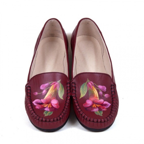 Женские мокасины из кожи "Яркие колокольчики" - кожаные и замшевые мокасины ручной работы с рисунком на заказ | Sumnizza фото 5