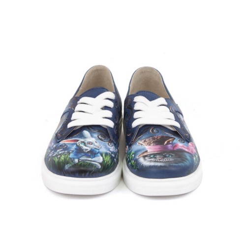 Голубые кеды "По следам Алисы" - кожаные женские кеды и слипоны ручной работы с рисунком на заказ | Sumnizza фото 2