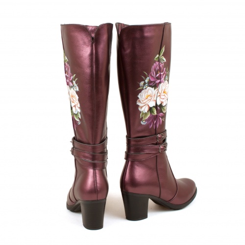 Женские сапоги из натуральной кожи "Розовый сад" - кожаные и замшевые женские сапоги ручной работы с рисунком на заказ | Sumnizza фото 4