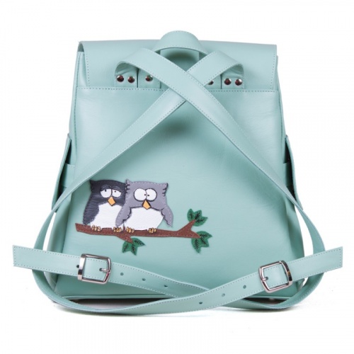 Модный рюкзак с карманами и аппликацией "Совята на ветке" - кожаный рюкзак ручной работы с оригинальным рисунком на заказ |  Sumnizza фото 3