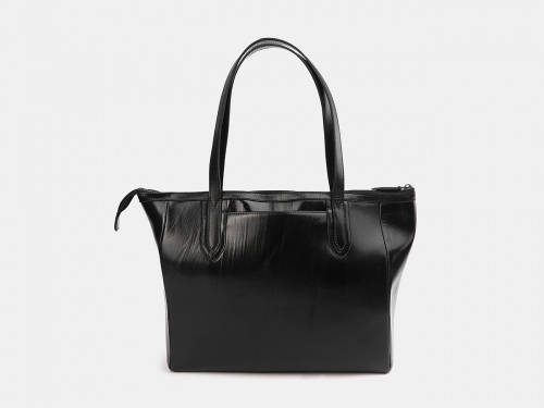 Черная кожаная сумка шоппер с рисунком «Кот в очках» - кожаная и замшевая женская сумка шоппер ручной работы с рисунком и вышивкой на заказ фото 4