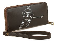 Мужское портмоне из кожи для телефона с портретом ручной работы "Панов - Авангард" | Купить в мск и спб