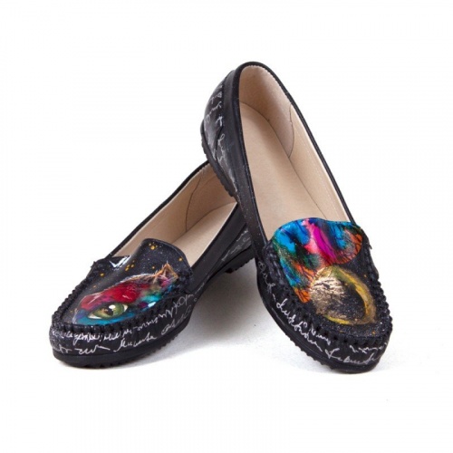 Мокасины "Этно Кот" - кожаные и замшевые мокасины ручной работы с рисунком на заказ | Sumnizza фото 5