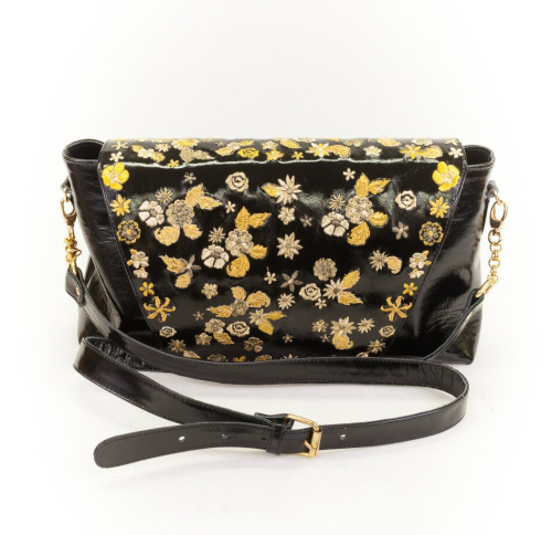 Лакированная женская сумка ручной работы с вышивкой «Цветы» на заказ | Sumnizza фото 5