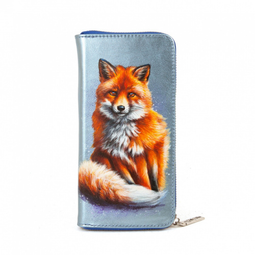 Женское кожаное портмоне на молнии с росписью "Рыжая плутовка" - кожаный женский кошелек-портмоне ручной работы с рисунком на заказ |  Sumnizza