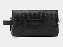 Женская косметичка из натуральной кожи "Под крокодила" ручной работы с рисунком на заказ
