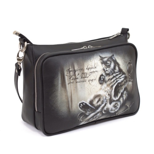 Сумка с тремя отделениями с росписью "Кот Бегемот" на заказ | Sumnizza фото 3