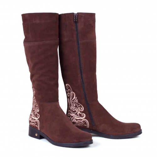 Женские замшевые сапоги "Зимние узоры" - кожаные и замшевые женские сапоги ручной работы с рисунком на заказ | Sumnizza фото 5