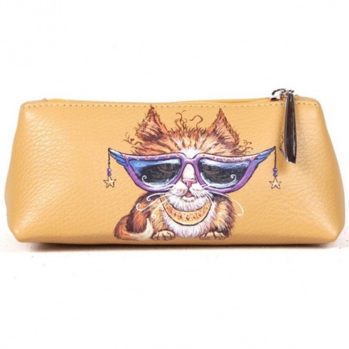 Футляр для очков "Гламурная киса" - кожаный женский и мужской футляр для очков ручной работы с рисунком на заказ |  Sumnizza