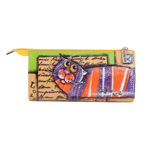 Красивый женский кошелек с рисунком ручной работы "Котик" - кожаный женский кошелек-портмоне ручной работы с рисунком на заказ |  Sumnizza